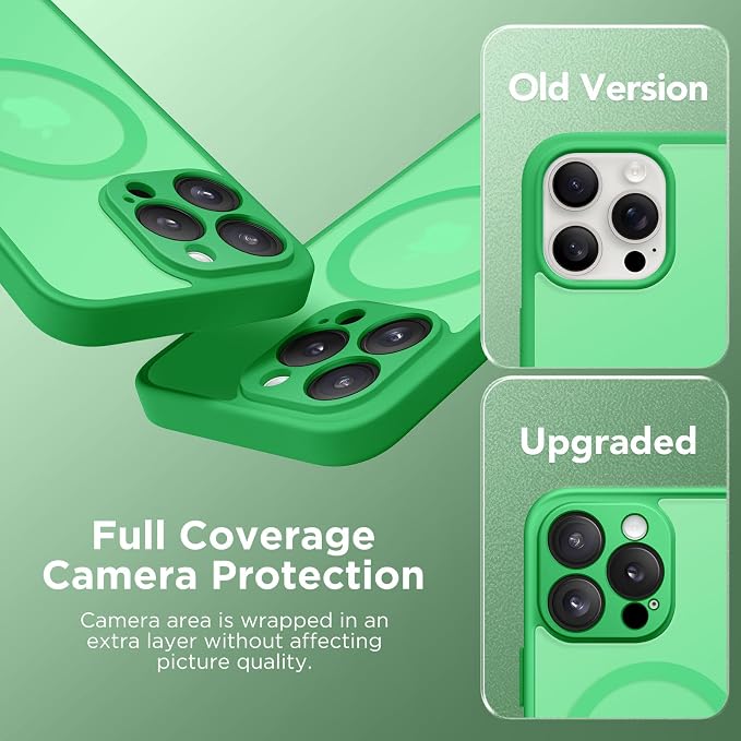 CAPRARO for iPhone 16 Pro Max Case, Compatible with MagSafe | Upgraded [Full Camera Protection] Protective Translucent Matte Women Girl Magnetic Phone Case Cover, Emerald Green - Image 6