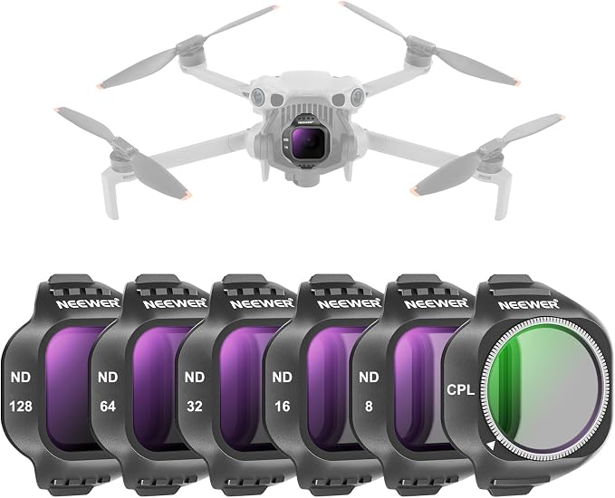 NEEWER CPL ND Filter Set Compatible with DJI Mini 5 Pro (CPL/ND8/ND16/ND32/ND64/ND128), Snap On Circular Polarizing Polarizer Neutral Density Lens Filter Multicoated Drone Camera Accessories, 6 Pack by Neewer