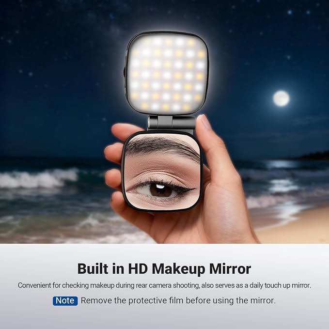 NEEWER Basics Magnetic Selfie Light Compatible with MagSafe iPhone, 2W CRI95+ Bi Color Swivel Small LED Phone Fill Lighting, 680lx/0.3m, Mirror for Vlog Recording Makeup Video Conference, NL45B Black - Image 5