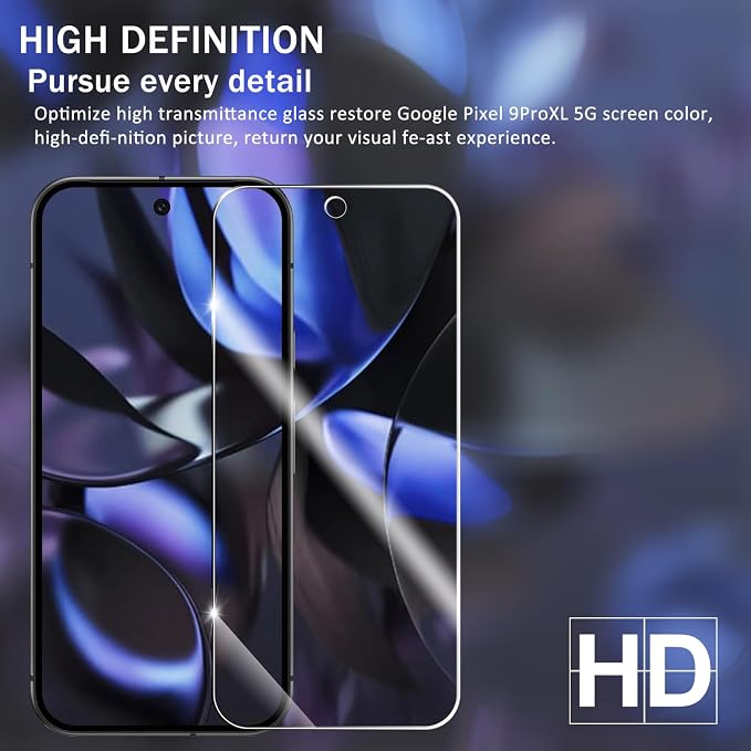 Screen Protector for Google Pixel 9 Pro XL, [2+2 Pack] Tempered Glass for Pixel 9 Pro XL & Camera Lens Protectors[Ultrasonic Fingerprint Unlock] [Case Friendly] [Bubble-Free] 6.8 Inches - Image 6