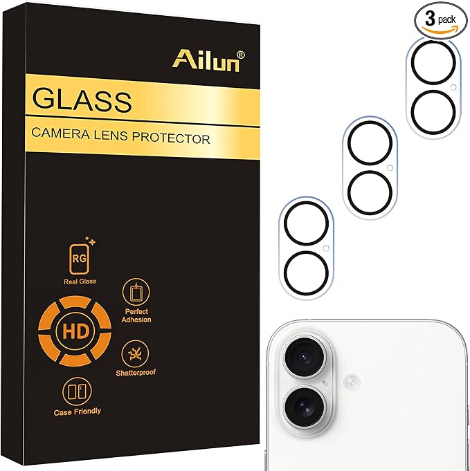 Ailun 3 Pack Camera Lens Protector for iPhone 17, Tempered Glass | Ultra HD, Anti-Scratch, Case Friendly, Does not Affect Night Shots by Ailun