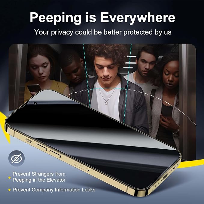NEW'C 3x Privacy for iPhone 14 Pro Max Screen Protector (6.7 inches)+ 3x Camera Lens Protector, Sensor Protection, Tempered Glass Film + Dust Plug - Enhanced Privacy Angle of 28 Degrees - Image 4