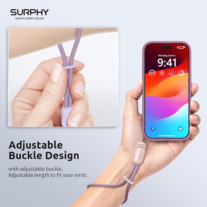 SURPHY 2 Pack Phone Lanyard, Phone Wrist Strap for Case, Camera Wrist Strap | Ultra-Light 2-Color Braided Phone Strap, Cellphone Charm Strap, Anti-Lost Wrist Lanyard for Women and Men, Pink Lilac - Image 2