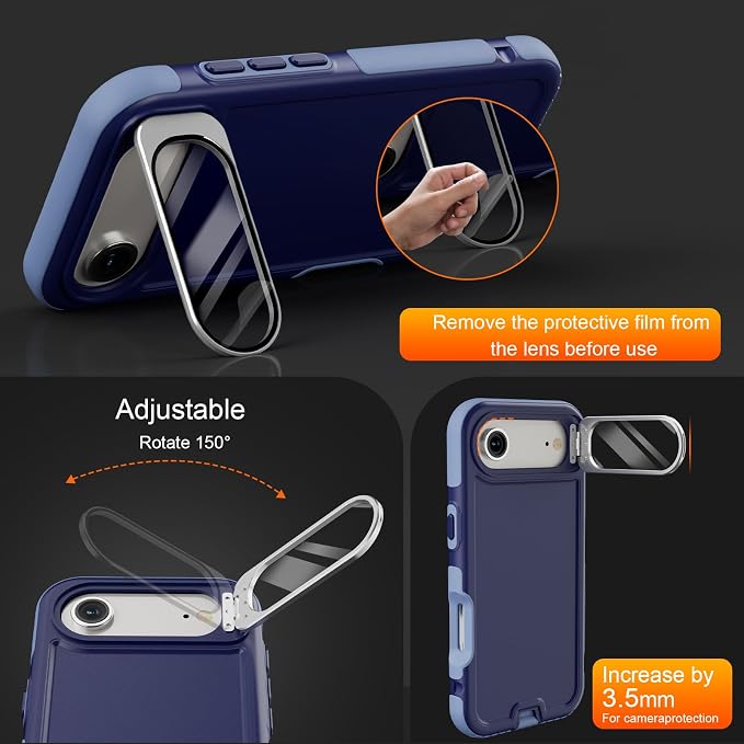 Follaroma Magnetic for iPhone 17 Air Case with Camera Stand, Blue-Purple | Built-in Glass Camera Cover Stand,Compatible with MagSafe,Heavy Duty Shockproof Protective,Military-Grade Anti-DropDual Case - Image 2
