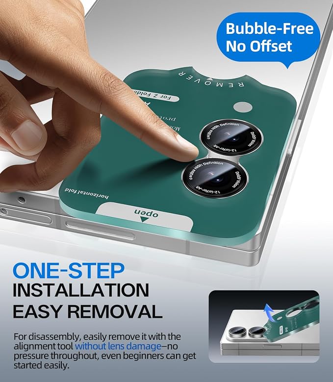 HelloDeere for Samsung Galaxy Z Fold 8 Camera Lens Protector, Military-Grade 9H+ Tempered Glass with AR Optical Tech HD Anti-Glare Anti-Scratch Metal Individual Ring Easy Install Case Friendly, Silver - Image 5