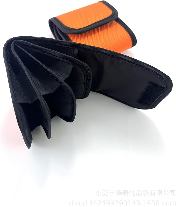 Professional Photography Filter Bag, 3-Pocket Camera Lens Filter Bag Entrainment, Waterproof And Dustproof Anti-Fall Design Suitable for 25mm-58m Filters, Pack of 2 (Orange) - Image 4
