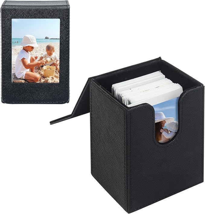Picture Holder Case for Fujifilm Instax Mini 13/12/11/41/EVO Camera | Mini Film Photo Holder Storage Case for Instax, PU Leather Photo Pouch for 2.15x3.4 inches Films, Can Hold 50+ Films, Black by wogozan