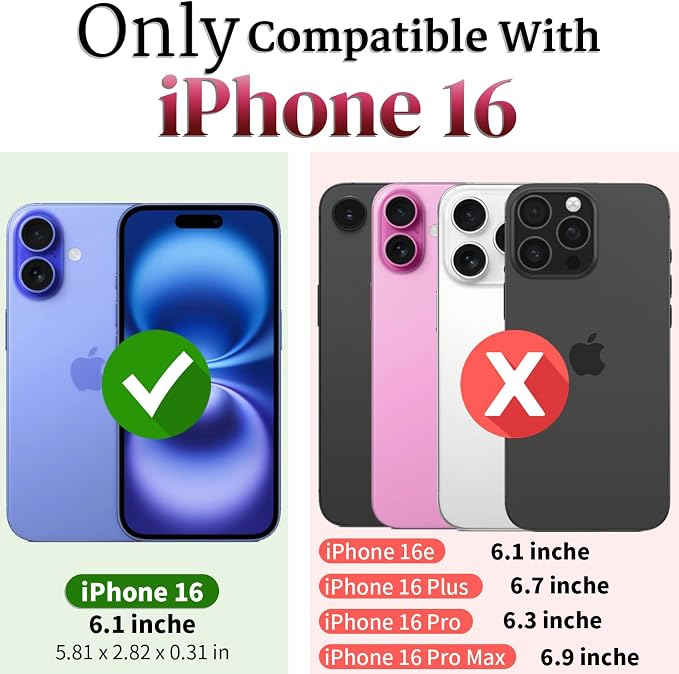 HNHYGETE for iPhone 16 Case with Screen Protector: [Military Grade 20ft. Drop Tested] Slide Camera Cover Ring Shockproof Protective Phone Case for - iPhone 16 (Red) - Image 2