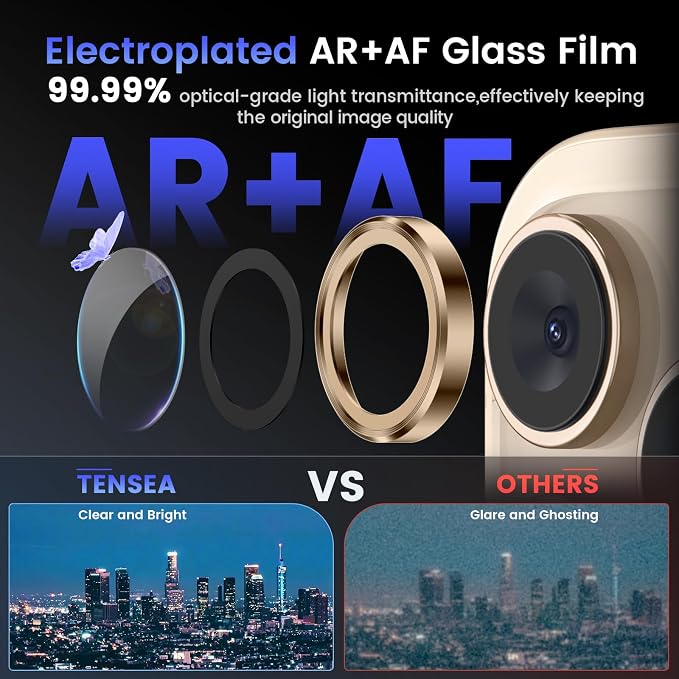 Tensea Camera Lens Protector for iPhone 16 Pro Max/16 Pro/15 Pro Max/15 Pro | Metal Aluminum Alloy Tempered Glass Cover Camera Screen Protector Accessories, Case Friendly - Image 3