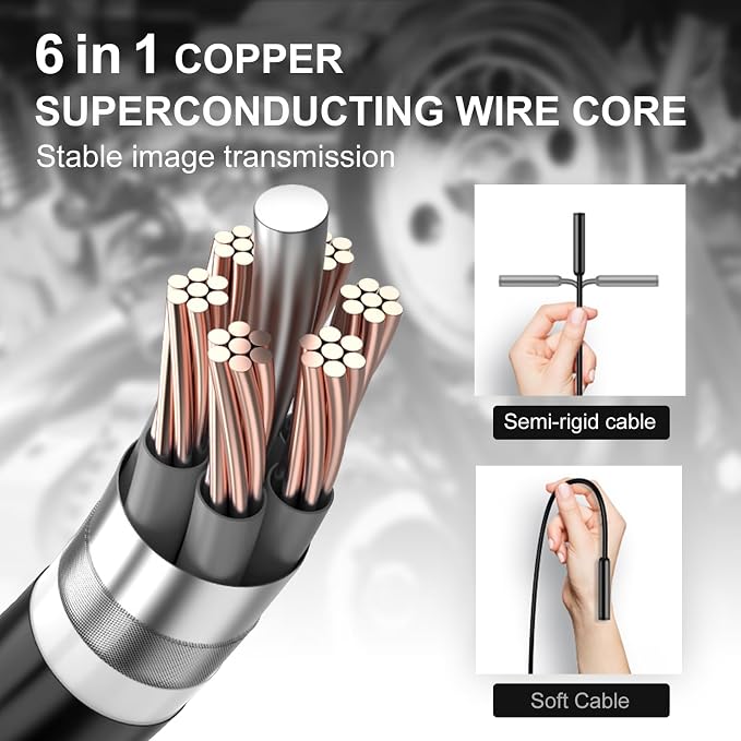 1920P HD Dual Lens Endoscope Camera Semi-Rigid Snake Cable IP67 Waterproof 8LED Lights Dimmable HD Industrial Pipeline Inspection Probe Compatible with Smartphones Endoscope Camera (9.9ft) - Image 6