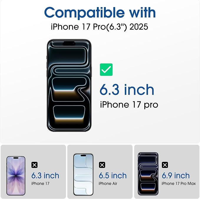 amFilm OneTouch for iPhone 17 Pro Screen Protector 6.3'' Tempered Glass | Auto-Alignment, 30s Install, Bubble Free, Scratch & Drop Protection, HD Clear, Camera Lens Protector[2+2 Pack] (17P-6.3'') - Image 2