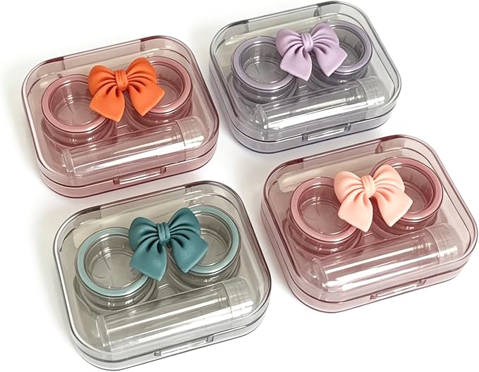Contact Lens Case, Travel Size Flip Top Cute Colored Contact Lenses Applicator Remover Tool Kit with Solution Bottle for Daily Outdoor (4 Pack) by Howinn