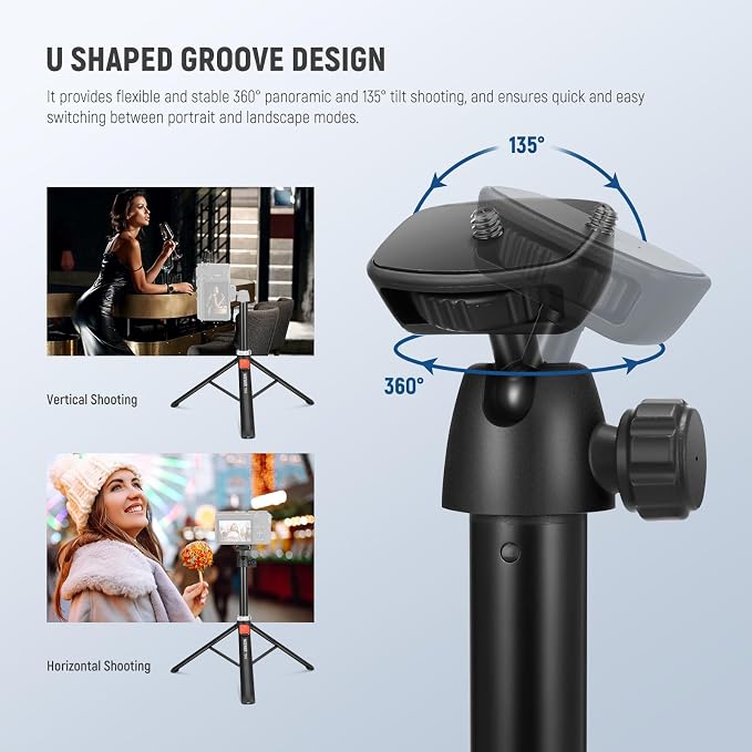 NEEWER Tripod for Cell Phone & Camera with Remote & Phone Holder, TS05 | Compatible with iPhone GoPro Canon Sony DSLR, 62.9" All Metal Portable Selfie Stick, Travel Vlog Stand, for Video Recording - Image 3