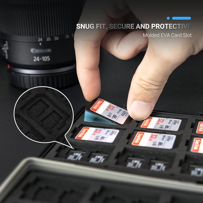 JJC 45 Slots Compact Memory Card Case Holder for SD, CFexpress Type A Type B/XQD, Micro SD/TF, CF Cards, Water-Resistant Anti-Shock Anti-Dust, Slim Memory Card Holder Organizer Storage Box with Labels - Image 4