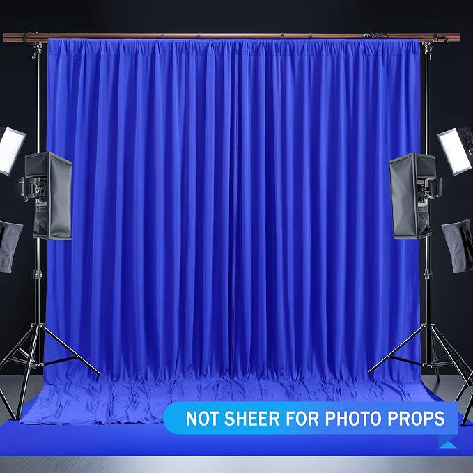 Royal Blue Backdrop Curtain 2 Panels-Wrinkle-Free Royal Blue Curtains Polyester Photography Drapes for Baby Shower Birthday Party Photo Background Backdrop Stand- 8 X10FT - Image 7
