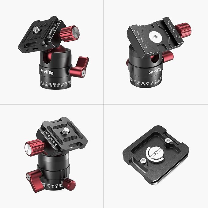SmallRig 360 Rotating Panoramic Tripod Ball Head, Max Load 5kg / 11lbs | 360 Ballhead with 1/4 inch Quick Shoe Plate, for Tripod Monopod Slider DSLR Camera Camcorder - Image 6