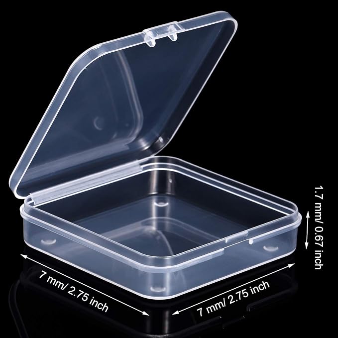 SATINIOR 12 Pack Clear Plastic Beads Storage Containers Box with Hinged Lid for Beads and More (2.75 x 2.75 x 0.67 Inch) - Image 2