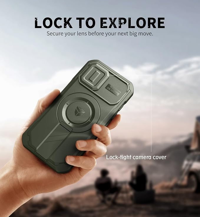Dexnor for iPhone 17 Case with Slide Camera Cover & Adjustable Kickstand, Compatible with MagSafe, Rugged Shockproof Bumper Cases Heavy-Duty Magnetic Protective Cover,6.3 inch,Army Green - Image 4