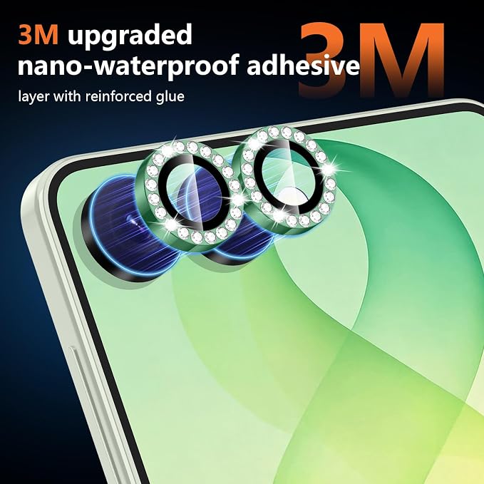 for Samsung Galaxy Z Flip 8 Camera Lens Protector, Individual Metal Ring Tempered Glass Lens Cover, [Strong Adsorption] Scratch Resistant Ultra-Thin HD Clear Lens Cover, 1 Set-Green Diamond - Image 4