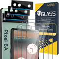 [3+3 Pack] Glass Screen Protector for Google Pixel 6a 5G, 9H Tempered Glass, Fingerprint Compatible,HD Clear Case Friendly Anti Scratch by Arshek