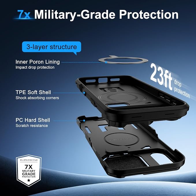 iPhone 17 Pro Case with Camera Cover, Magnetic Case with Camera Lens Protector Phone Cover Grip Stand MagSafe for iPhone 17 Pro Military-Grade Shockproof CASE Kickstand for iPhone 17 Pro, 6.3 inch - Image 6