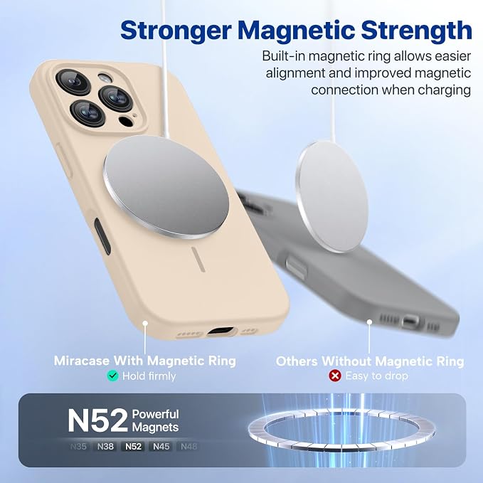 miracase Magnetic for iPhone 16 Pro Max Case, [Soft Anti-Scratch Microfiber Lining], Compatible with MagSafe, Liquid Silicone Case Shockproof Drop Protection Phone Case for 16 ProMax,Sand | Compatible with MagSafe, Soft Microfiber Lining, Premium Silic... - Image 4