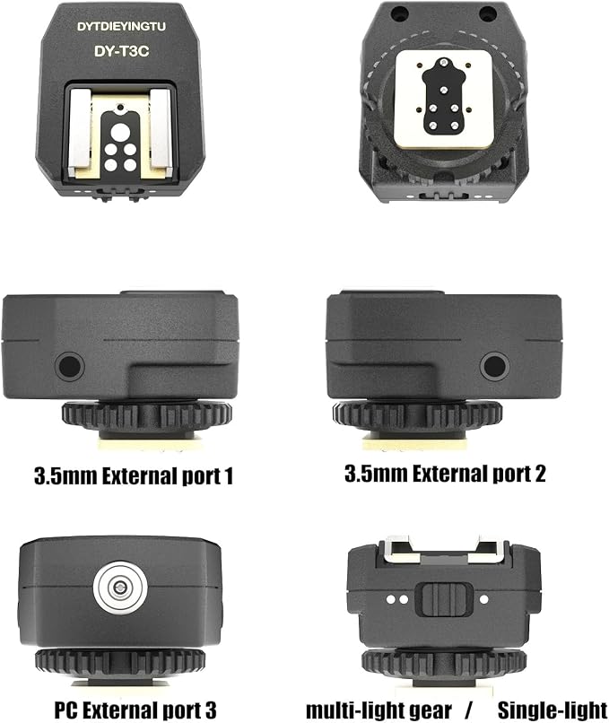 DY-T3C for Canon Camera Flash Hot Shoe Adapter Mount Top-Mounted Expansion Accessory: Multi-Flash synchronous Shooting with Cable Converter (DY-T3C 1PCS + PC Cable 1PCS) - Image 6