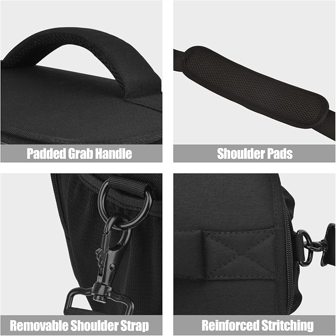 Cwatcun Large Camera Sling Bag, Crossbody Case with Rain Cover | Fits 1DSLR+2 lenses+9.6" iPad+tripod. 18mm EPE foam, Tripodholder included, adj strap 16.9-29.5", luggage strap. - Image 8
