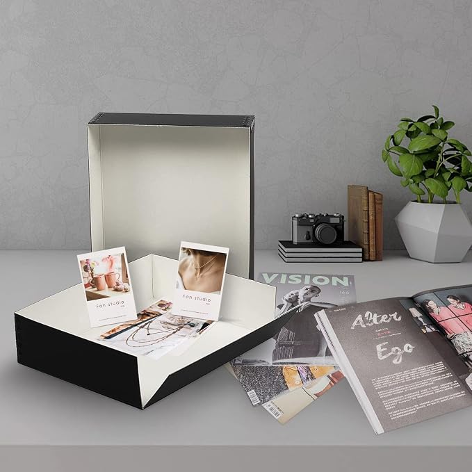 Lineco Museum Archival Storage Box, Drop Front, 9.25x11.75x3 in, Black | Acid-Free with Metal Edge, Preserves Picture Longevity, Organize Photos, Newspapers, Prints, Documents, Crafts, DIY - Image 7