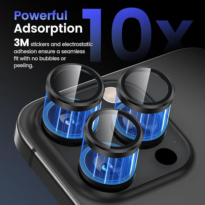 Tensea Camera Lens Protector for iPhone 16 Pro Max/16 Pro/15 Pro Max/15 Pro | Metal Aluminum Alloy Tempered Glass Cover Camera Screen Protector Accessories, Case Friendly - Image 4