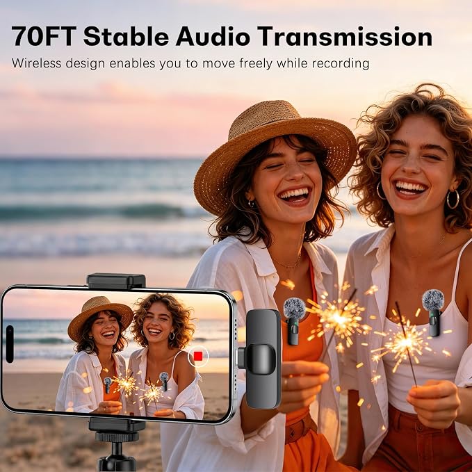 MAYBESTA Wireless Lavalier Microphone for iPhone & Android Phone - Lapel Mini Microphones for Audio Video Recording - 2 Clip on Content Creator Mics for Tiktok YouTube Vlog - Image 5