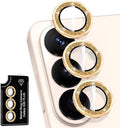 for Samsung Galaxy S26 Plus Camera Lens Protector, Individual Metal Ring Tempered Glass Lens Cover, [Strong Adsorption] Scratch Resistant Ultra-Thin HD Clear Lens Cover, 1 Set-Gold Sparkly by Btscase
