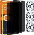 QHOHQ for iPhone 16 Pro Max Privacy Screen Protector+Camera Lens Protector | 3+3Pack Tempered Glass, Military Grade Shatterproof, 9H+ Anti Spy Glass, Full Edge Coverage, Ultra Durable, Installation Tool by QHOHQ