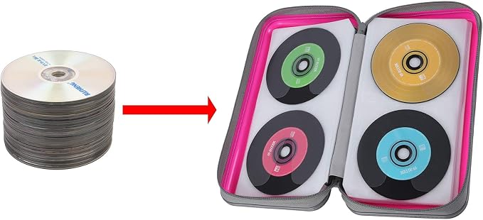 CD Case Holder,UENTIP 96 Capacity DVD Case Hard Plastic Case Holder CD Organizer Wallet Protective DVD Storage (96, Pink) | CD DVD Storage,Zipper Closure,Scratch-Resistant Sleeves,Stay Away Dust and Damp,Storage Music Video Gaming Discs Blu-ray - Image 6