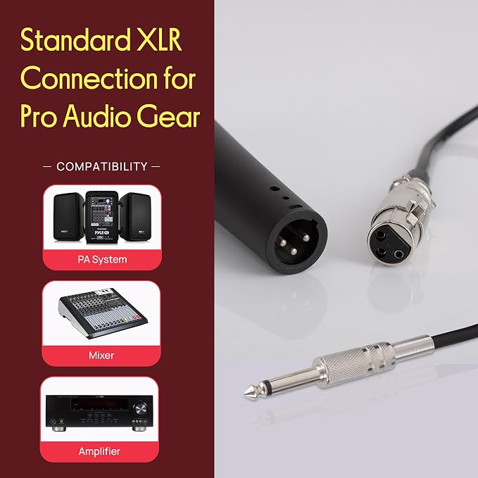 Pyle Microphone, Dynamic Cardioid, XLR Cable Included, Unidirectional, Rugged Construction, Built-in Pop Filter, Perfect for Stage & Studio, High Gain, Ultra-Wide Frequency Response, 15ft Cable - Image 6