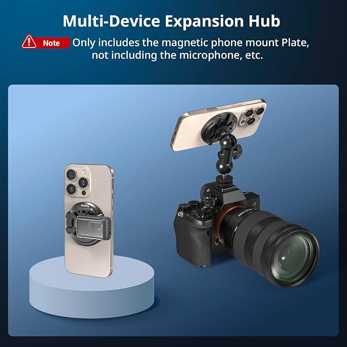 SMALLRIG Magnetic Phone Mount Plate for iPhone 17/16/15/14/13 | with Cold Shoe Mount & 1/4"-20 Threaded Hole, for DJI Mic 2, Vlogging, Live Streaming, Smartphone Filming - Image 4