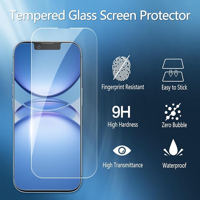 2 Pack Tempered Glass Screen Protector for iPhone 14 6.1-Inch | with 2 Pack Camera Lens Protector, Anti Scratch, Bubble Free, Case Friendly - Image 3