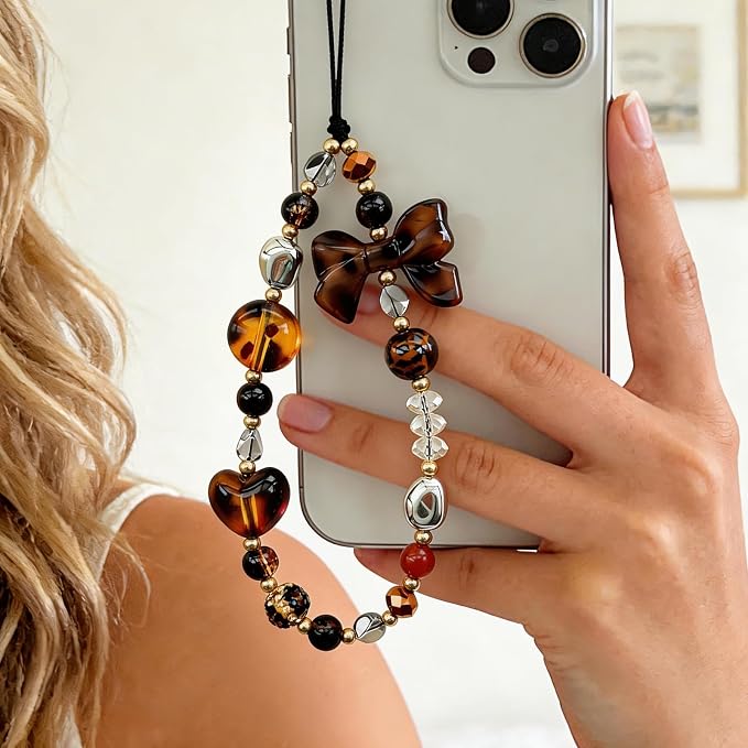Cute Beaded Camera Wrist Strap for Phone, Digital Camera Charm Lanyard, Pearl Beaded Chain for Bag Keychain Gift - Image 2