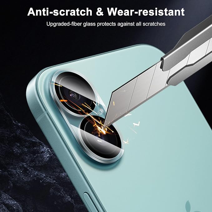 Camera Lens Protector (3 Pack) Compatible with iPhone 16 6.1" & iPhone 16 Plus 6.7" Camera Lens Cover Protection, 9H Tempered Glass, HD Clear Anti-Scratch [Black Edge] - Image 2