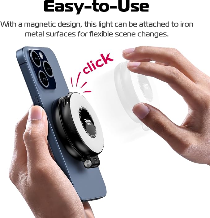 ULANZI LM19 Magnetic Selfie Light, LED Phone Ring Light for iPhone MagSafe, CRI95+ 2500K-8500K Portable Magnetic Phone Fill Lights for Selfies TikTok Video Call Makeup Photography YouTube Vlog - Black - Image 9