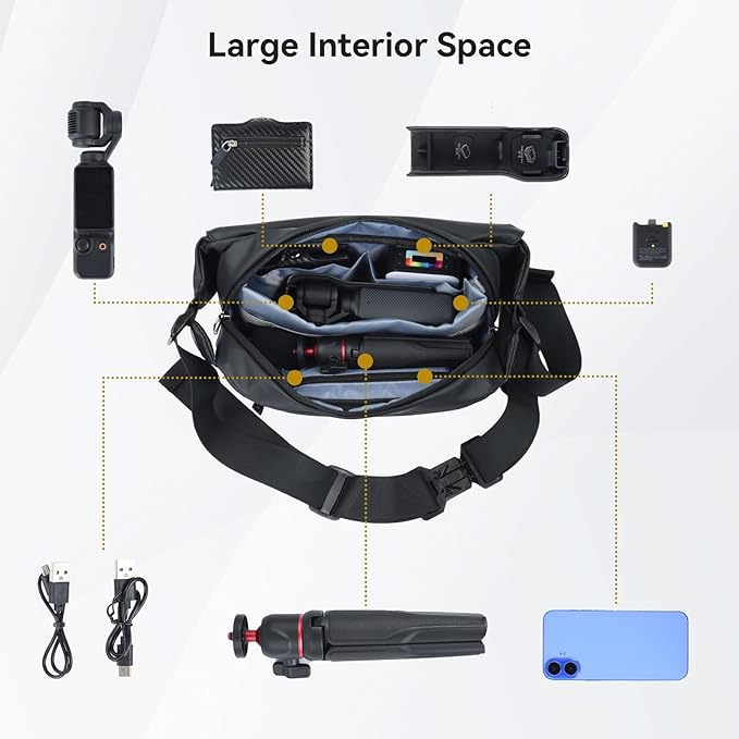 UTEBIT Carrying Case for DJI Osmo Pocket 3 Creator Combo Accessories | Portable Travel Storage Carry Bag, Large Capacity Protective Handbag All in One Gadget Storage Bag for Pocket 3 Accessories - Image 2