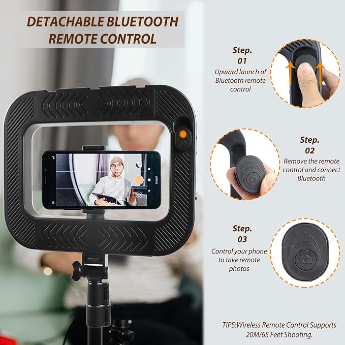Ring Light for Phone with Video Rig, LED Video Light Kit, 8000mAh Battery, Bluetooth Remote, Adjustable Brightness and Color for Selfie, Phone Photography, TikTok, YouTube, Vlogging (LED Pro) - Image 4