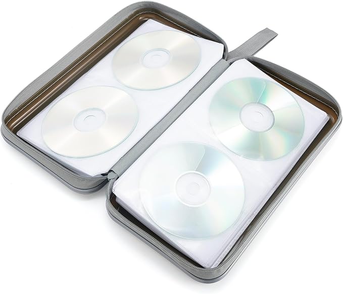 alavisxf xx CD Case, 96 Capacity Hard Plastic Organizer Wallet for Car | CD DVD Holder, Portable Hand Strap, Zipper Closure, Anti-Slip Scratch-Resistant Sleeves, Disc Storage, for Home Office Travel - Image 3