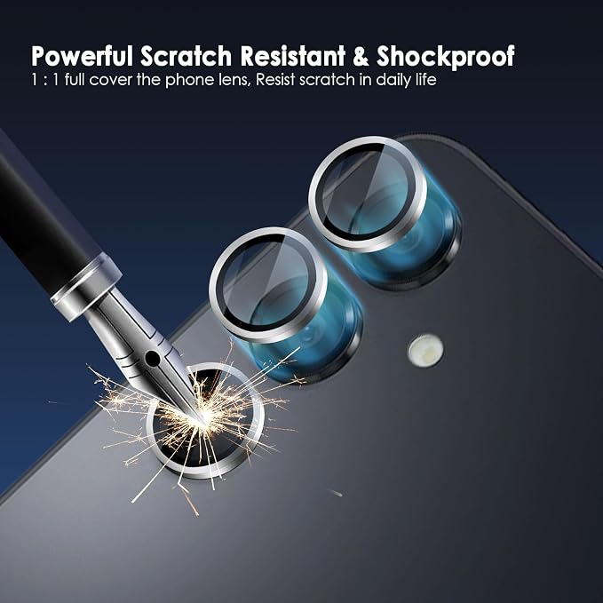 Camera Lens Protector for Samsung Galaxy A16, Silver | AR+AF, 9H Tempered Glass, Individual Metal Ring, Anti Glare, Fall Protection, Camera Screen Cover - Image 2
