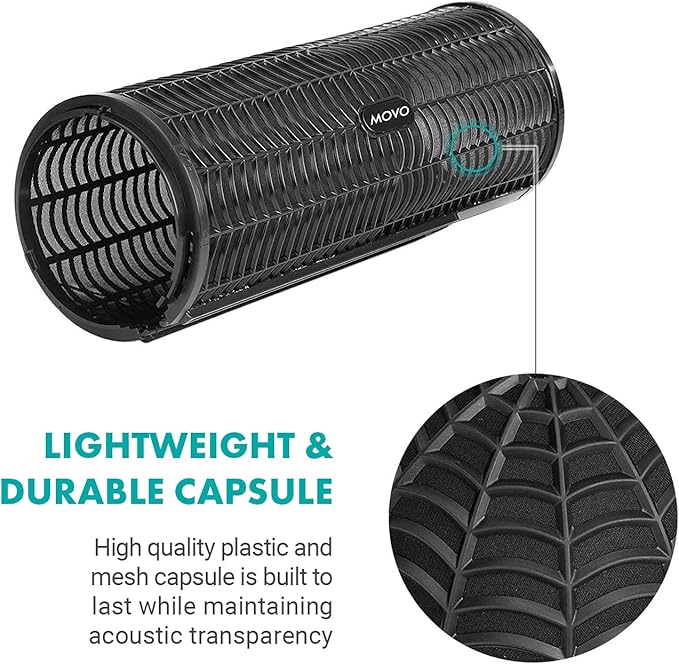 Movo BWS1000 Blimp Wind & Vibration Protection System for Shotgun Microphones - Features 12-point Internal Shockmount, Integrated XLR Cable, Furry Deadcat Windscreen & Grip Handle with Boom Attachment - Image 5