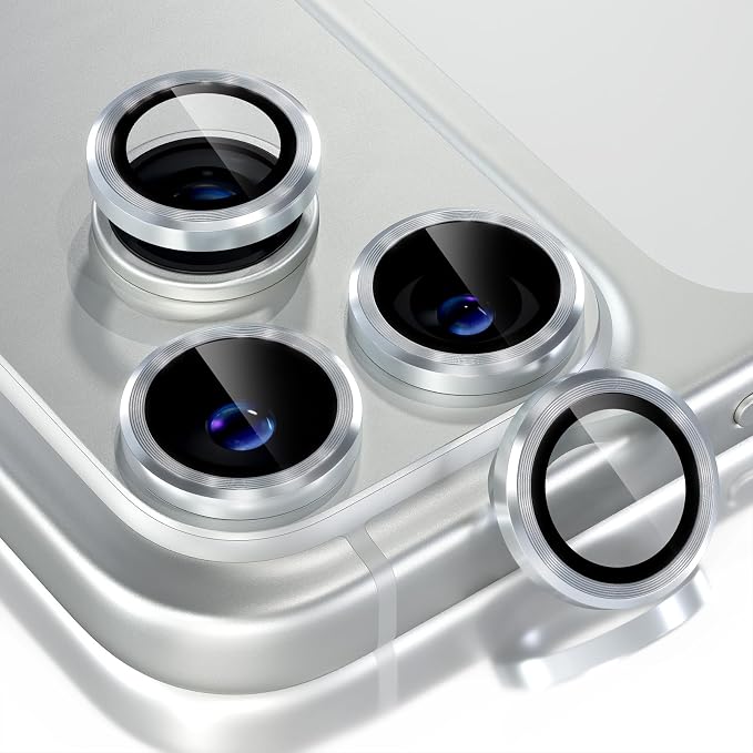 Choiche for iPhone 17 Pro/iPhone 17 Pro Max Camera Lens Protector | Ultra HD, 9H Tempered Glass Camera Cover Screen Protector Metal Ring Decoration Accessories (Silver) by Choiche