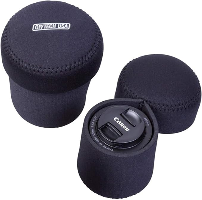 OP/TECH USA Fold-Over Neoprene Lens Pouch – Camera Lens Case for safe Lens Cover storage, Great for Photography & outdoor shoot, Keeps your Lens secure with No-Lose Lid-304 (Black) - Made in USA - Image 3