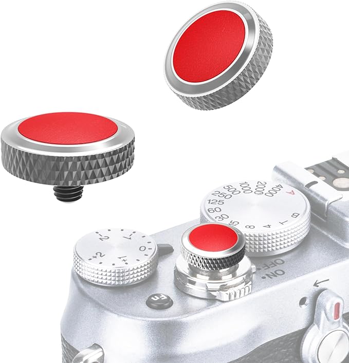 JJC Soft Shutter Release Button for Fujifilm X100VI XT50 XM5, Red, 2-Pack | for Fuji Fujifilm X-T5 X-T4 X-T50 X-T30 III II X100 VI V X-E5 X-E4 X Half Sony RX10 IV III Leica Q3 M10 M9 Nikon Df Z f Zf F3 by JJC