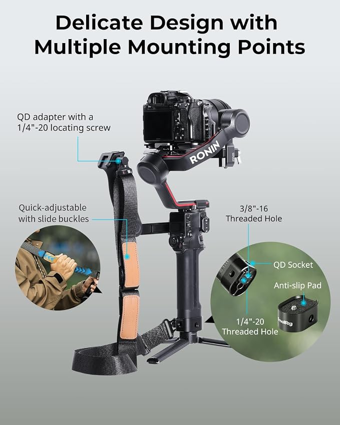 SmallRig Weight-Reducing Shoulder Strap Compatible with Sling Handle for DJI, Gimbal Belt with Upgraded QD Buckles for RS 4 / RS 4 Pro/RS 4 Mini/RS 3 / RS 3 Pro/RS 3 Mini/RS 2 - Black - Image 8