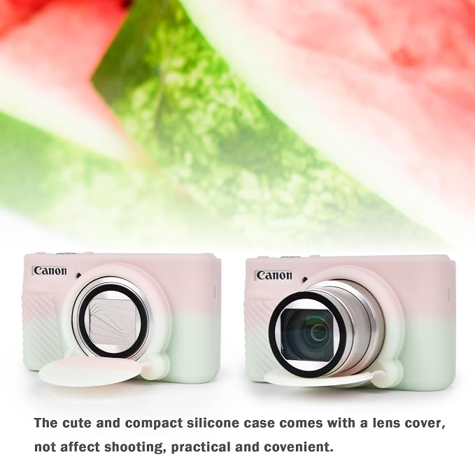 MUZIRI KINOKOO Case for Canon Powershot SX740/SX730 HS Digital Camera - Soft Protective Cover SX740 SX730 HS Camera Silicone Sleeve with Removable Lens Cover - Jelly Green and Pink - Image 9